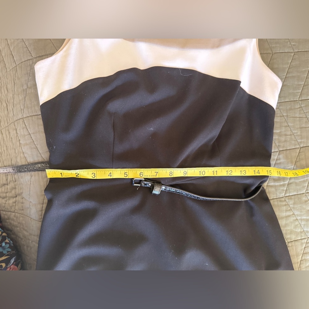 Calvin Klein Colorblock Sleeveless Dress in Black and Cream Size 8 - Picture 6 of 7